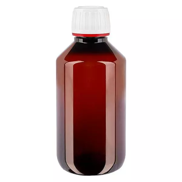 PET Flasche 200ml mit weißem Originalitätsverschluss fein geriffelt
