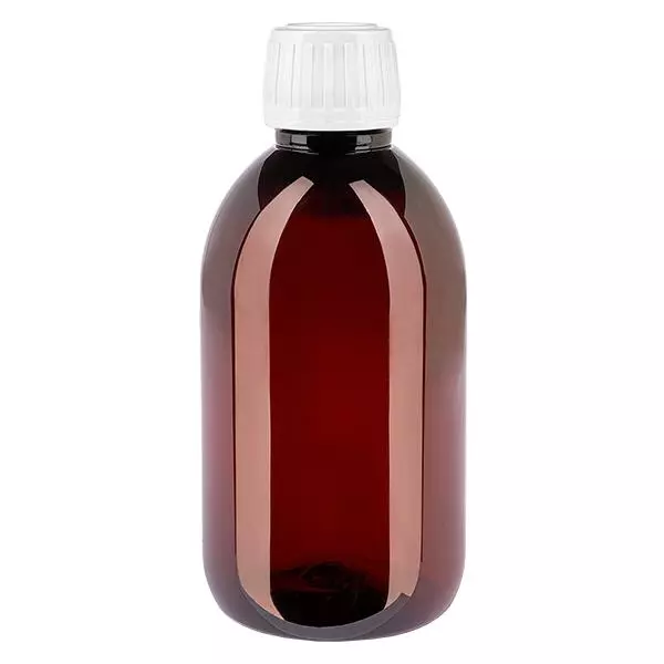 PET Flasche 250ml mit weißem Standard Originalitätsverschluss