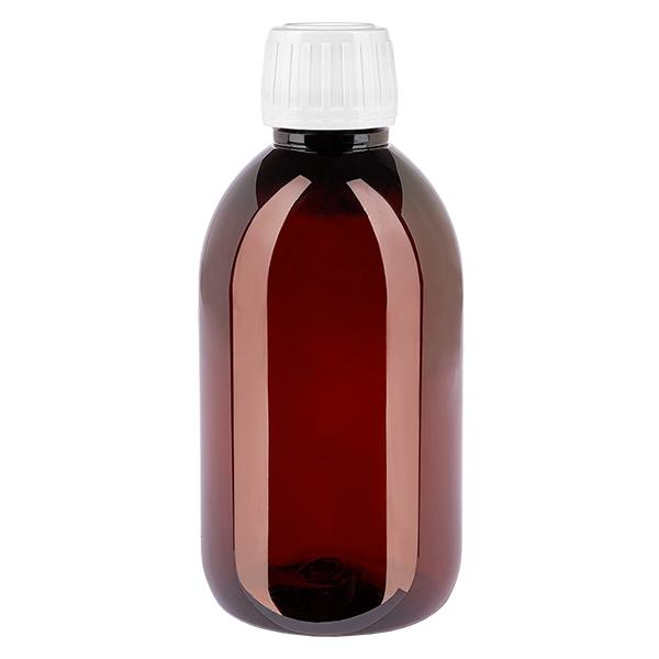 PET Flasche 250ml mit weißem Standard Originalitätsverschluss