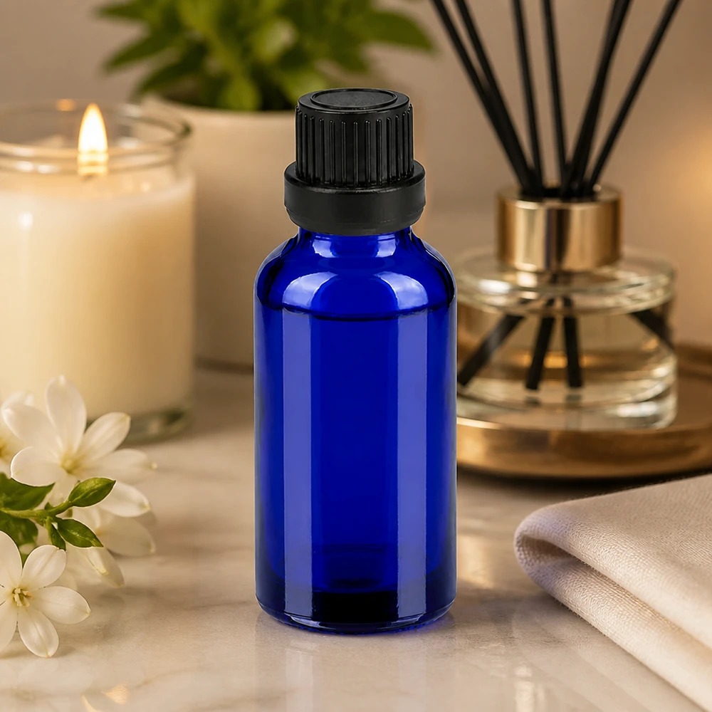 30ml Flasche 11mm Schraubverschluss schwarz Originalitätsverschluss BlueLine UT18/30 Robuste 30ml Glasflasche in Kobaltblau mit sicherem Schraubverschluss für Naturheilmittel