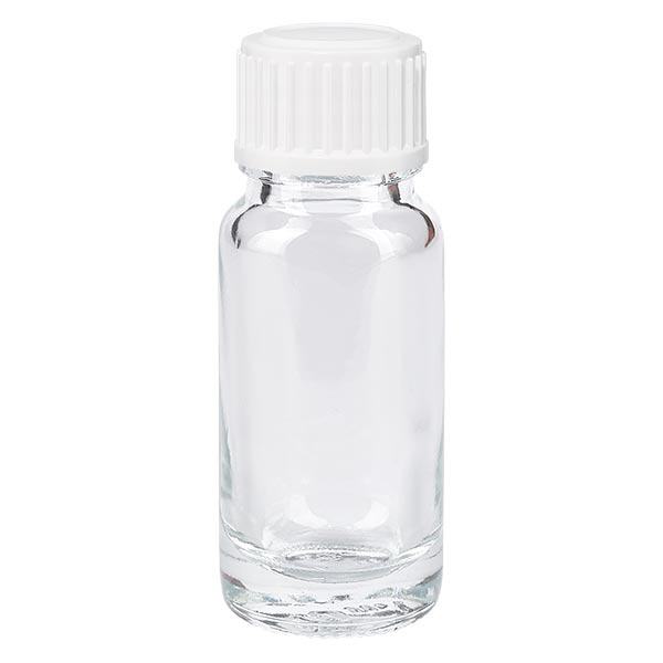 Apothekenflasche klar 10ml Schraubverschluss weiß Globuli Standard Apothekenflasche klar 10ml Schraubverschluss weiß Globuli Standard
