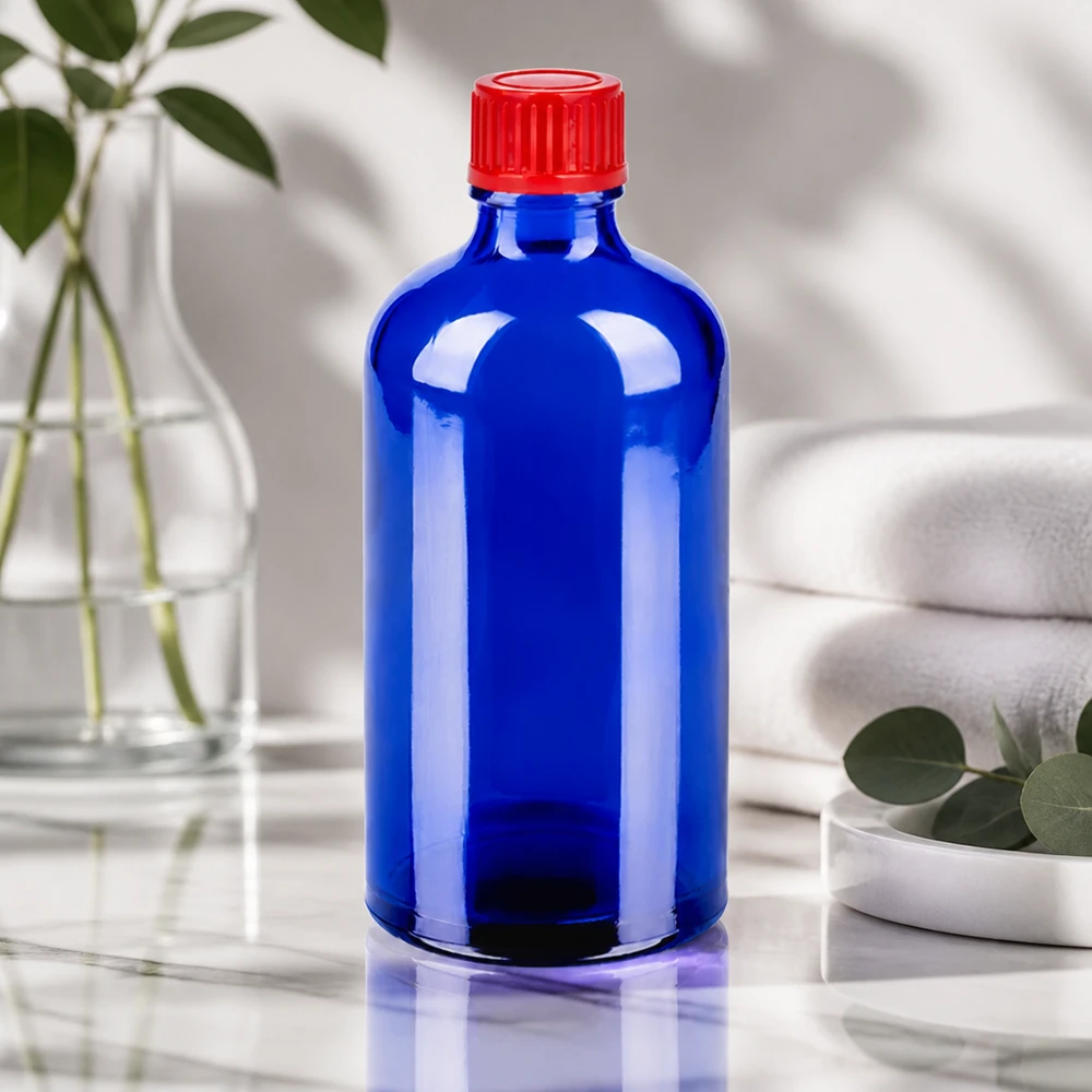 100ml STD BlueLine Flasche ideal für Dosierung und Aufbewahrung mit praktischem roten Verschluss