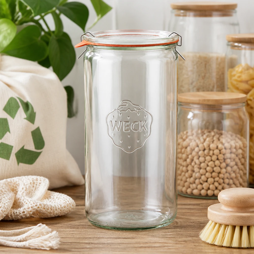 1590ml Zylinderglas komplett WECK RR100 WECK Zylinderglas 1590ml RR100 leer in nachhaltiger Küche mit Vorratsgläsern Hülsenfrüchten Zero Waste Lifestyle