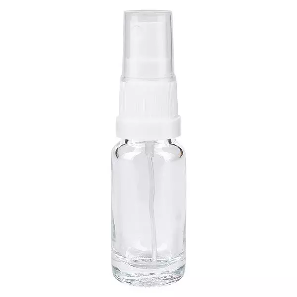 Apothekenflasche klar 10ml Sprayaufsatz weiß Apothekenflasche klar 10ml Sprayaufsatz weiß
