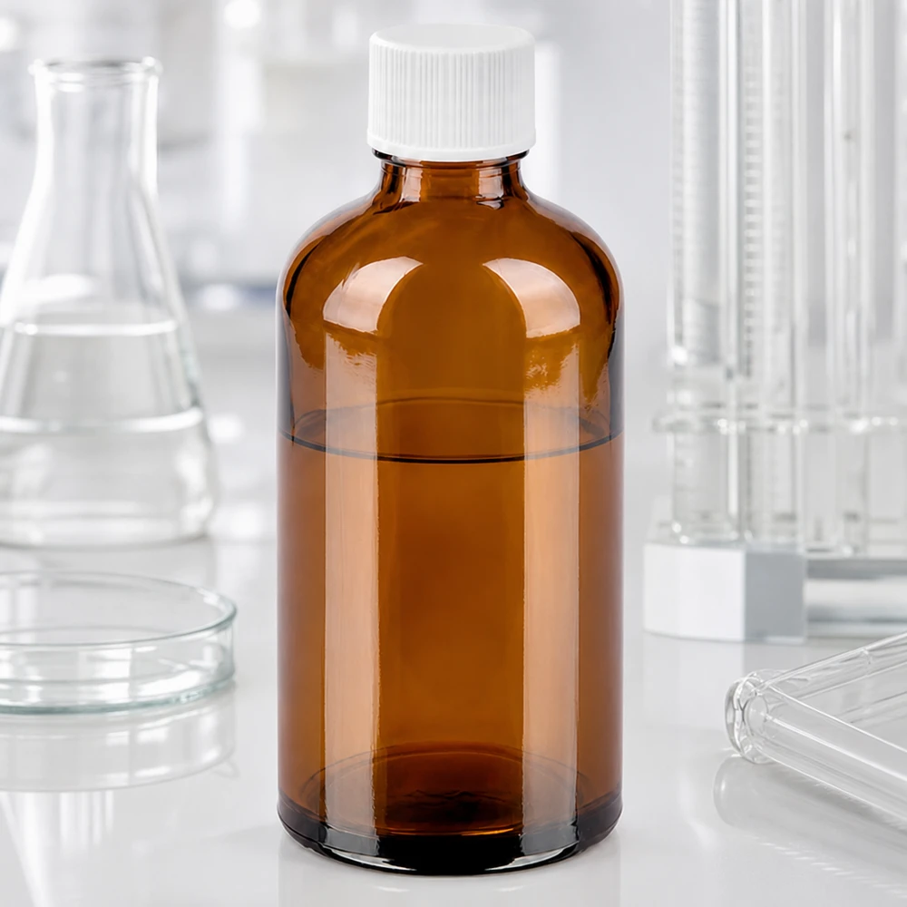 Robuste 100ml Flasche aus getöntem Glas mit Standardgewinde für chemische Substanzen