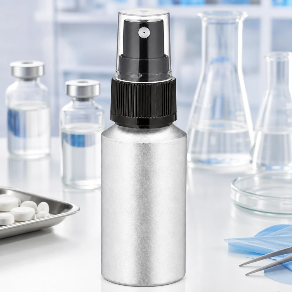 Recycelbare 30ml Aluflasche mit Zerstäuber als nachhaltige Verpackungslösung für Kosmetik