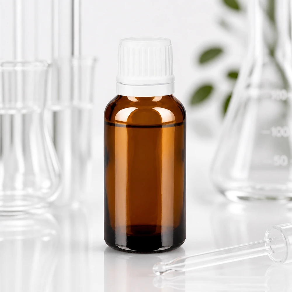 Apothekenflasche braun 20ml Tropfverschluss 1.2mm weiß Originalitätsverschluss Kompakte Braunglas Dosierflasche 20ml mit schmalem 0.7mm Tropfer und OV-Sicherung