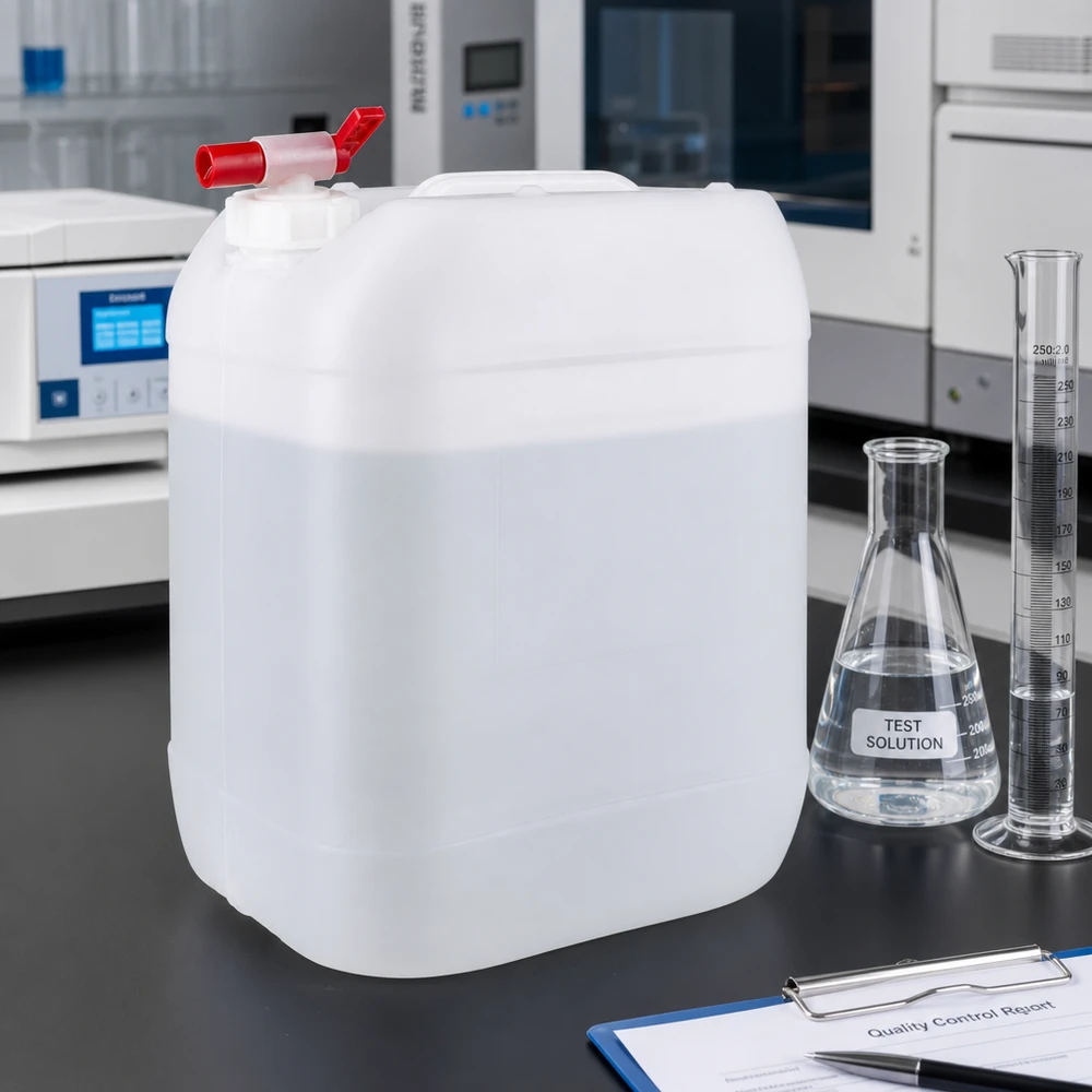 Kanister 20 Liter mit Auslaufhahn Stapelbarer Kunststoffkanister 20 Liter mit rotem Kugelhahn für sichere Flüssigkeitsentnahme