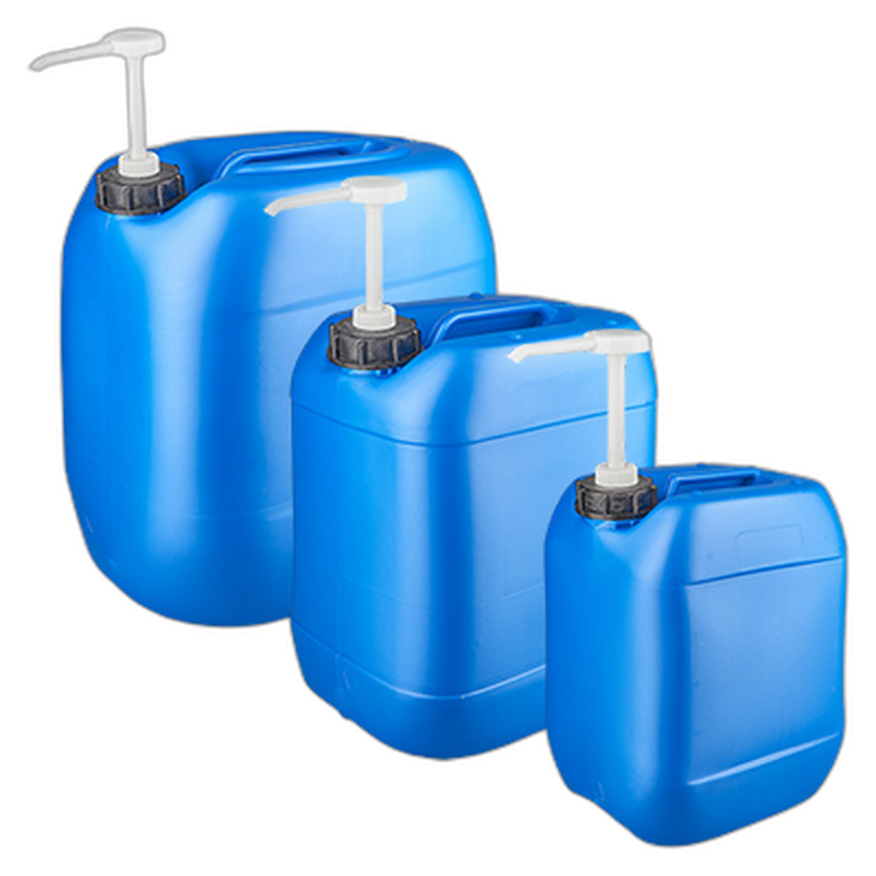 Kanister blau mit Dosierpumpe