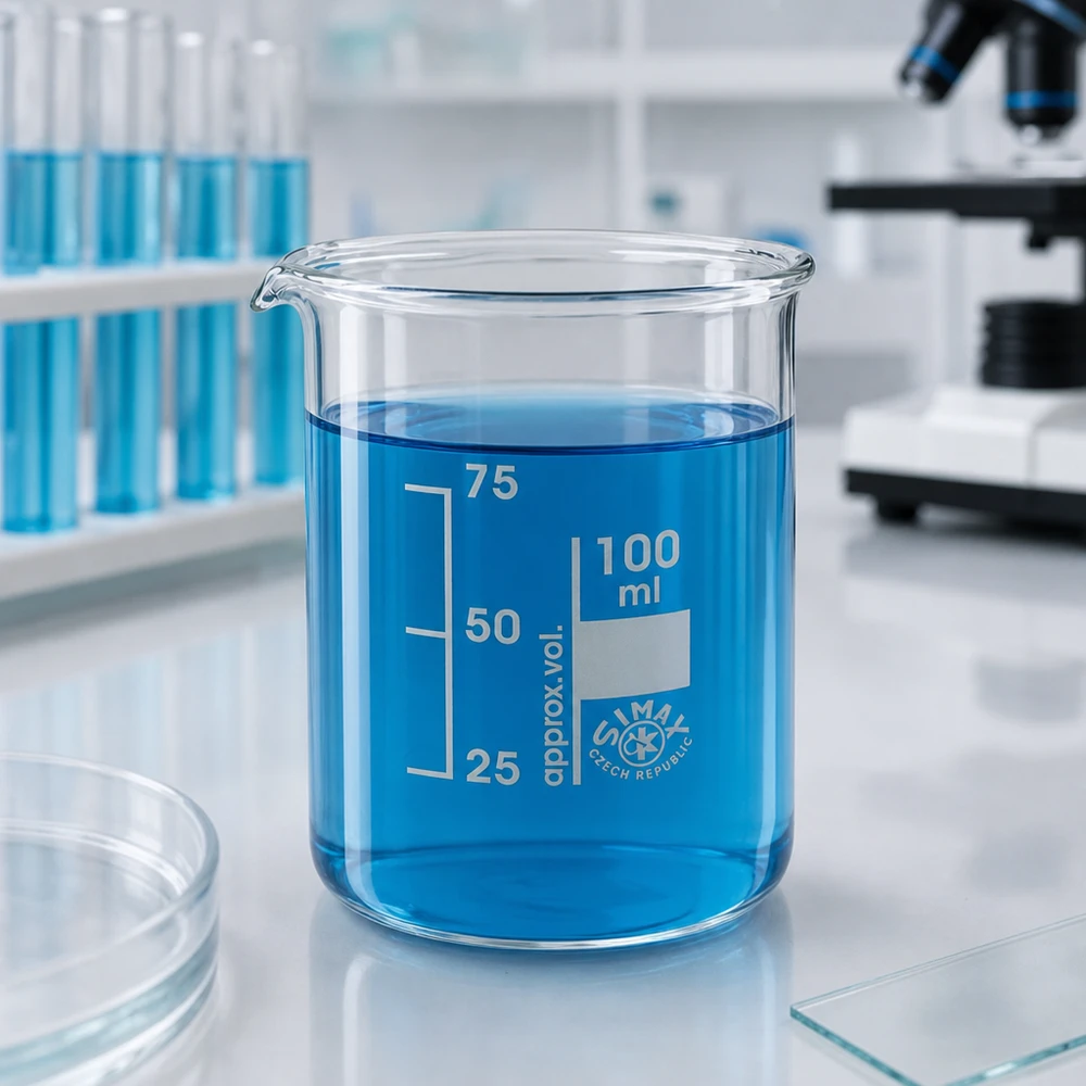 Becherglas 100ml Borosilikatglas, niedrige Form Präzisions-Becherglas 100ml niedrige Form aus transparentem Borosilikatglas für genaue Dosierung
