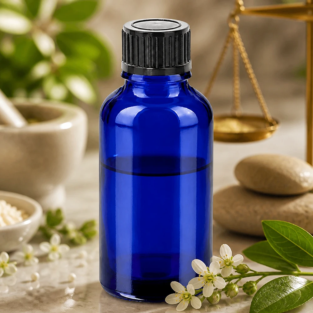 30ml Flasche 11mm Schraubverschluss schwarz Standard BlueLine UT18/30 Stilvolle 30ml Kobaltglas Flasche mit matter schwarzer Kappe für edle Produktpräsentation