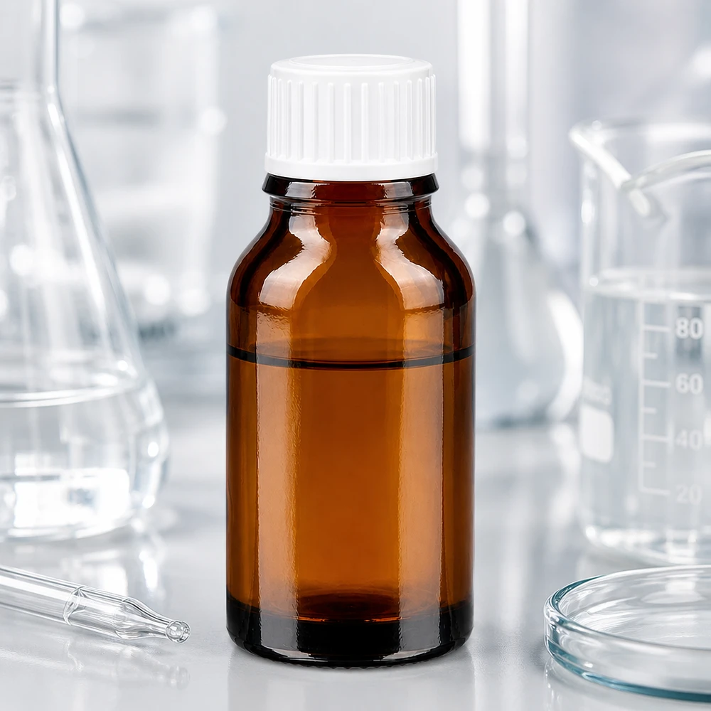 Kompakte Apothekenflasche Braunglas 15ml mit geripptem weißen Schraubverschluss