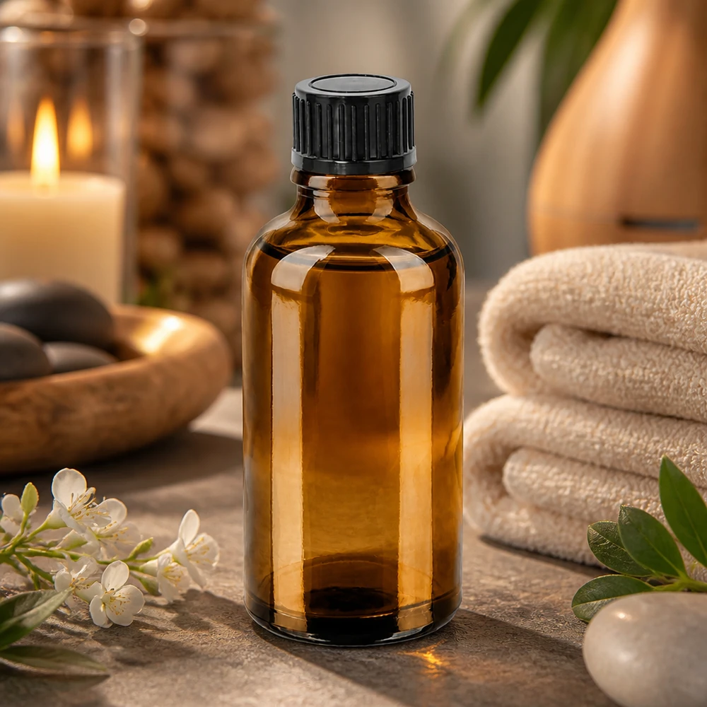 50ml Premium Glasflasche mit schwarzem SV-Verschluss für Labor und Kosmetikindustrie
