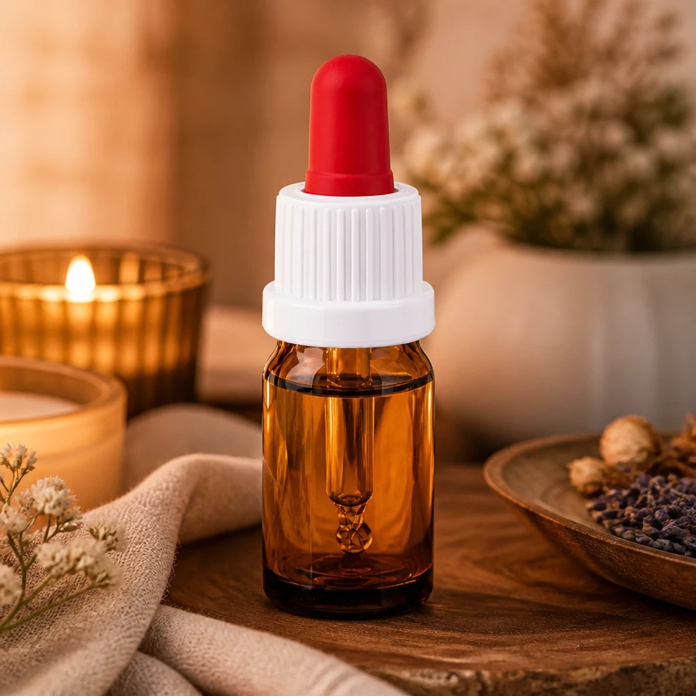5ml Pipettenflasche weiß/rot Originalitätsverschluss BrownLine UT18/5 Elegante braune Pipettenflasche 5ml mit weißem Verschluss perfekt für DIY-Kosmetik und Mischungen