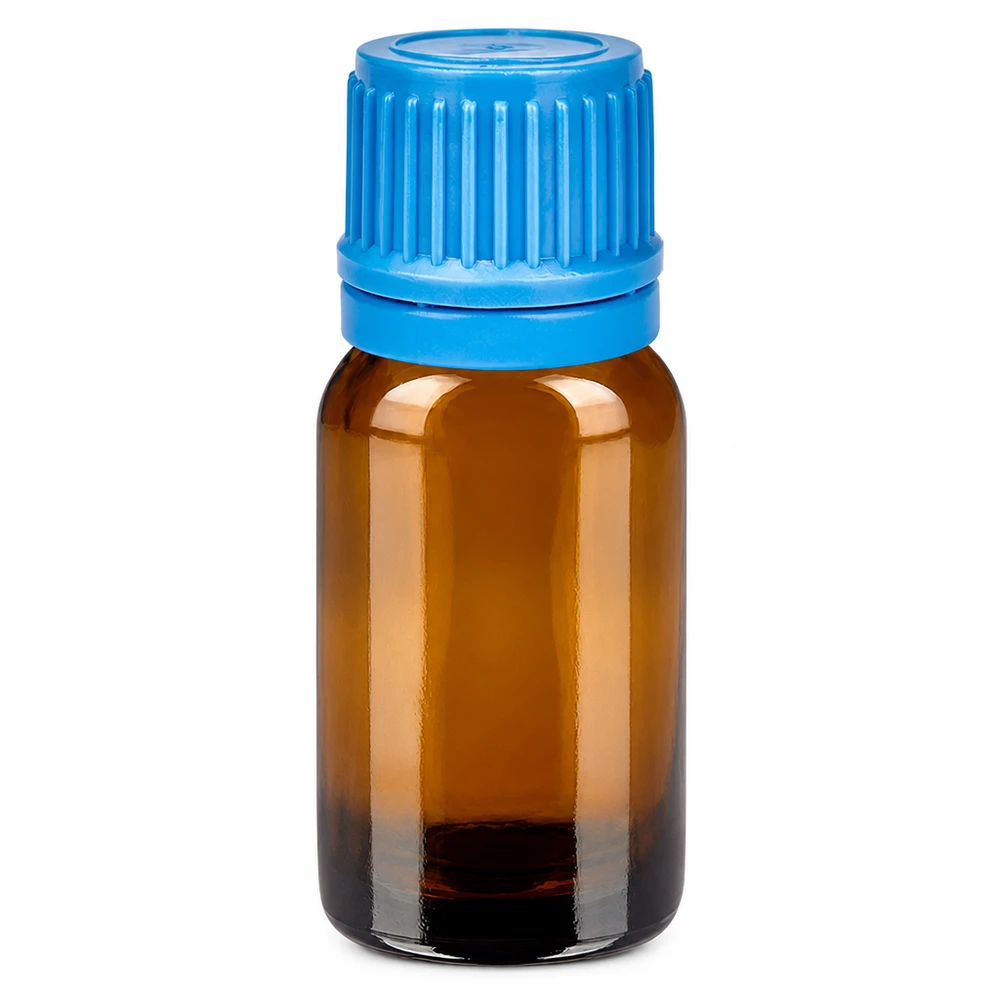 10ml Flasche 11mm Schraubverschluss blau Originalitätsverschluss BrownLine UT18/10 Hochwertige 10ml Braunglasflasche mit blauem Verschluss für lichtempfindliche Substanzen