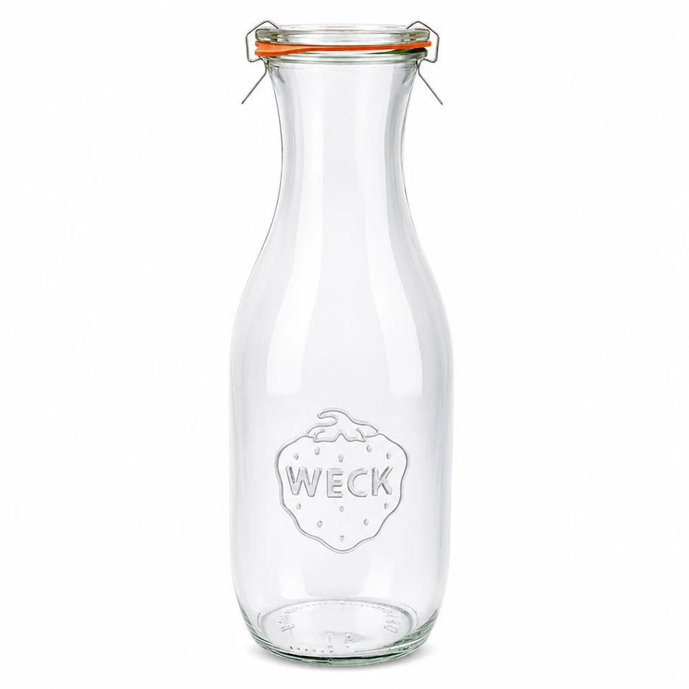 1062ml Saftflasche komplett WECK RR60 WECK Saftflasche 1062ml aus Glas mit Bügelverschluss und Gummiring komplett RR60 klar durchsichtig