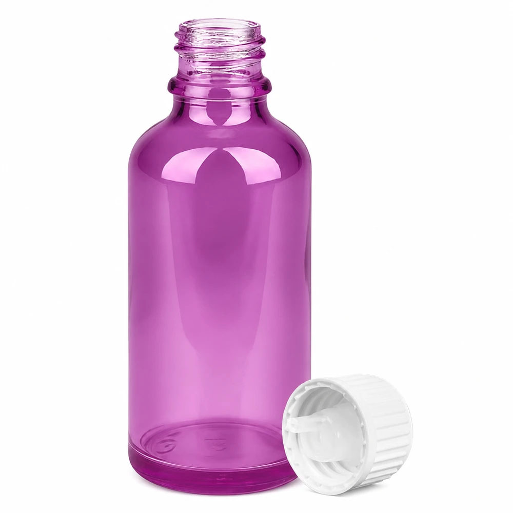 50ml Tropfflasche 0.9mm weiss Standard PurpleLine. UT18/50 Kompakte 50ml Tropfflasche in Lila für mobile Aufbewahrung von Flüssigstoffen