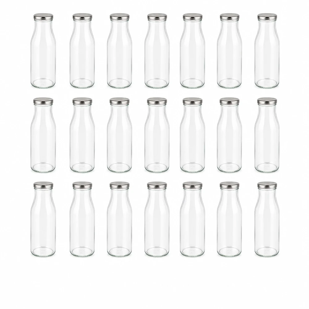 150ml Flasche 24er-Set mit Deckel (Deckelfarbe: silber) – UNiTWIST UNiTWIST Glasflasche 150ml Vorratsflasche Set 24 Stück silberner Deckel zum Befüllen