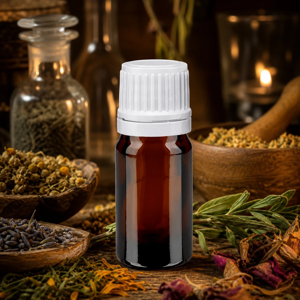 Apothekenflasche braun 5ml Schraubverschluss weiß Originalitätsverschluss Dunkle Tropfflasche 5ml mit weißem 11mm Verschluss ideal zur Aufbewahrung von Pflanzenauszügen