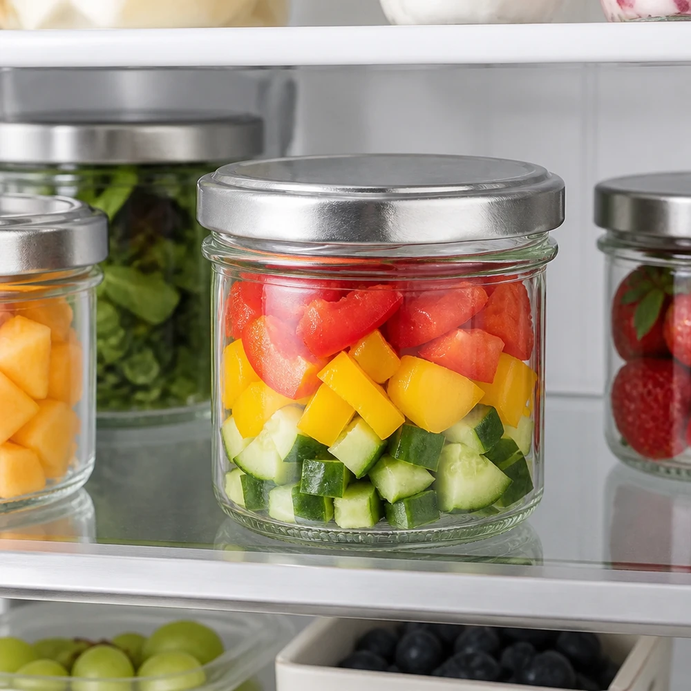 Sturzgläser 125ml Silberdeckel UNiTWIST 24er-Set für bunte Meal-Prep Portionen im Kühlschrank