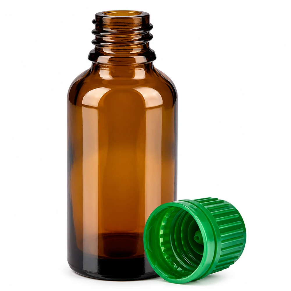 30ml Flasche 11mm Schraubverschluss grün Originalitätsverschluss BrownLine UT18/30 Pharmaqualität 30ml braune Glasflasche mit auslaufsicherem grünen Gewinde für Tinkturen