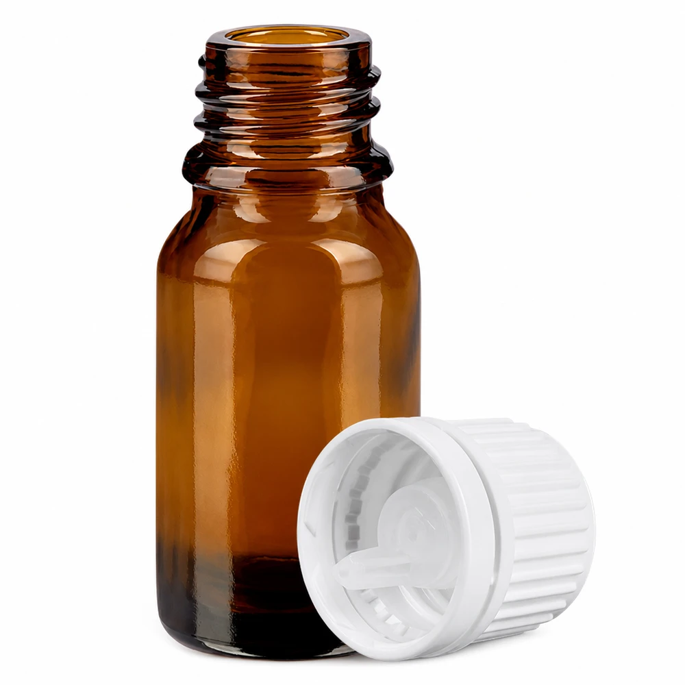 10ml Apothekerflasche braun mit weißem Tropfverschluss für Aromatherapie und Kosmetik