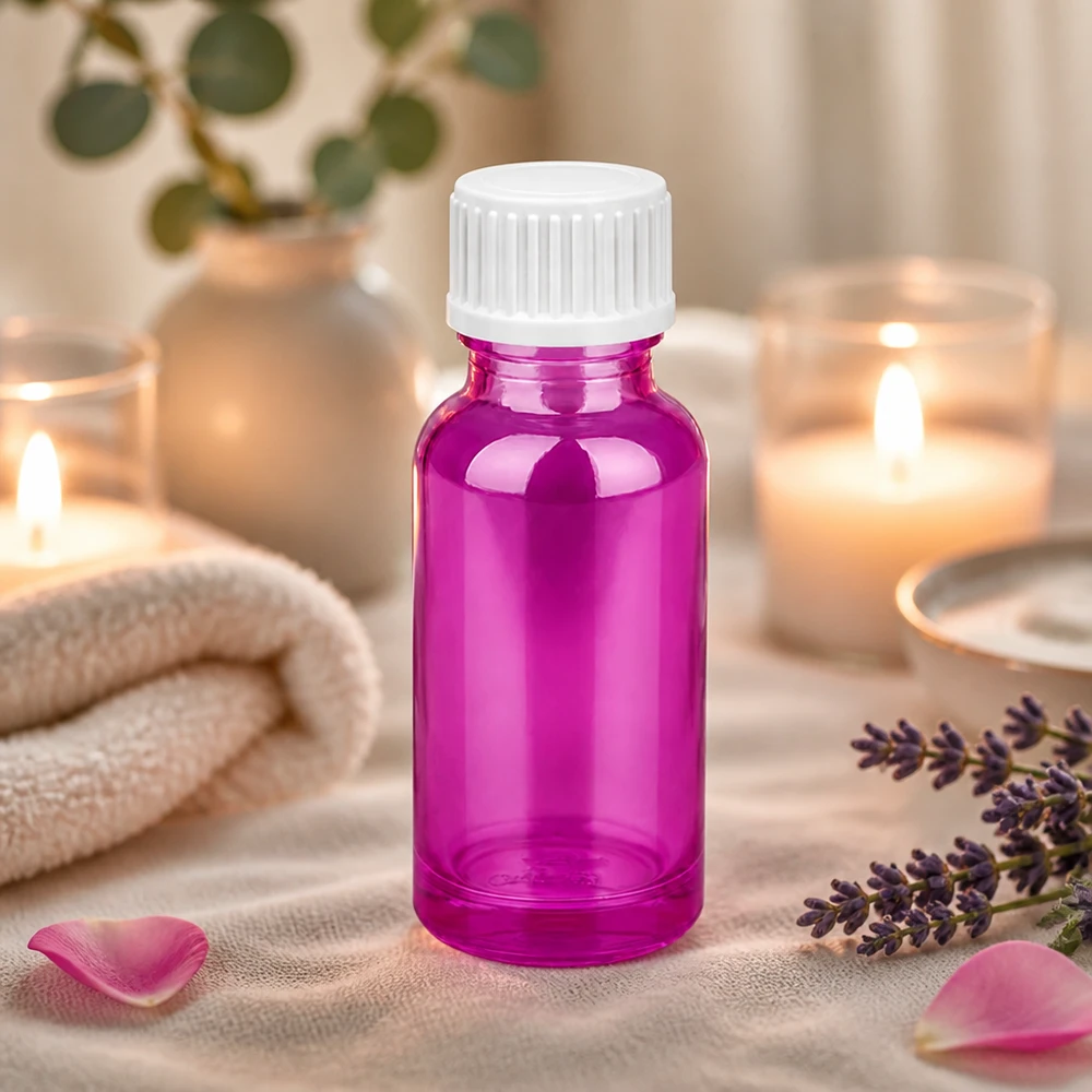 20ml Violett-Glasflasche mit dichtem Verschluss für lange Haltbarkeit von Pflegeprodukten
