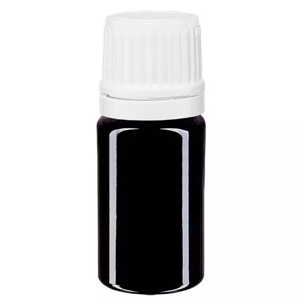 Apothekenflasche violett 5ml Tropfverschluss 1.2mm weiß Originalitätsverschluss