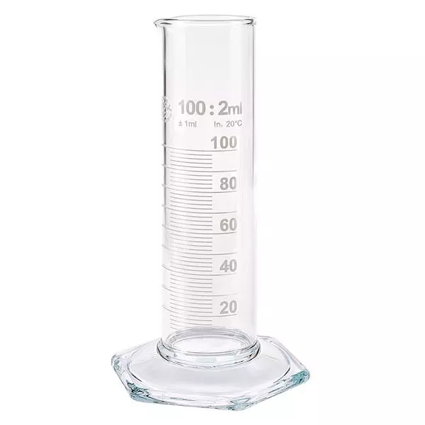 100ml Messzylinder NF aus Glas, weiße Skala