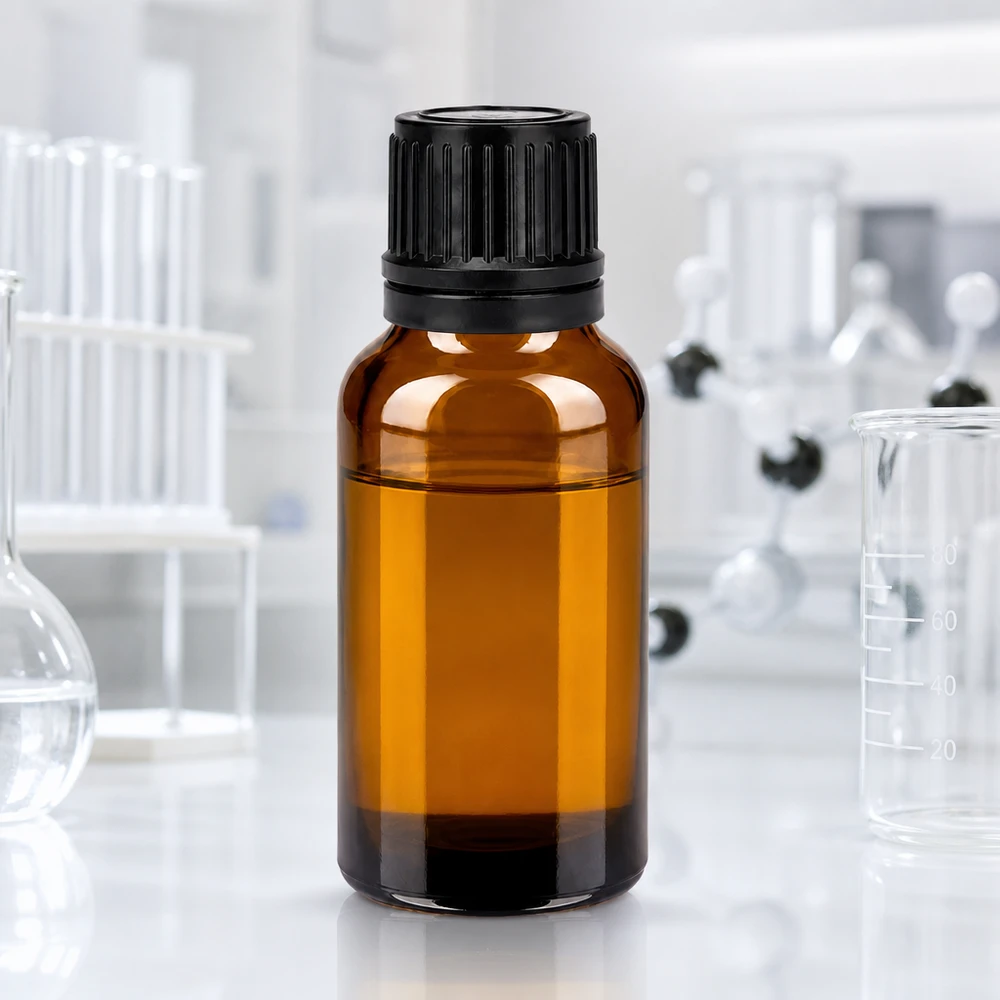 20ml Präzisionsflasche aus getöntem Glas mit kindersicherem schwarzen Verschluss