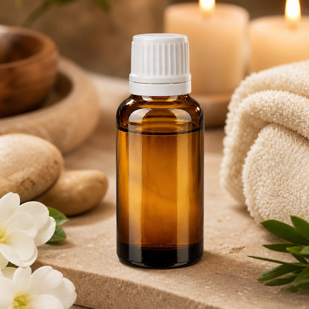 Apothekenflasche braun 20ml Schraubverschluss weiß Originalitätsverschluss 20ml Apotheker-Braunglasflasche mit Originalitätsverschluss weiß für Duftöle und Tinkturen