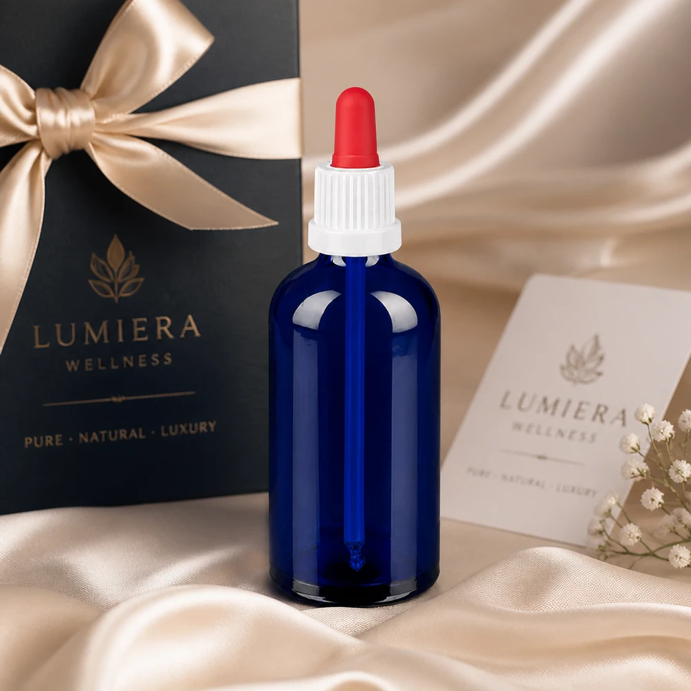 100ml Pipettenflaschwarz weiß/rot Originalitätsverschluss BlueLine UT18/100 Kompakte 100ml Dosierungsflasche mit Pipette - perfekt für Reise und mobile Anwendungen