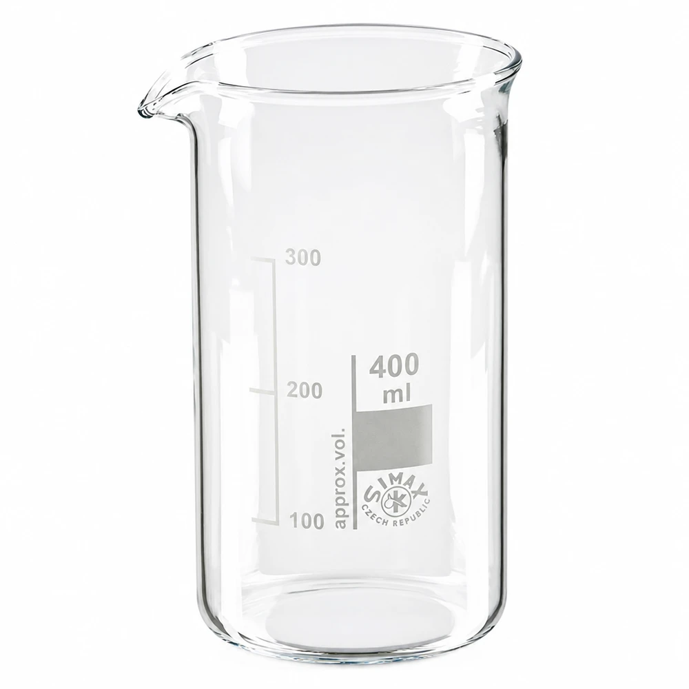 Chemielabor Becherglas 400ml hohe Form transparent mit eingeätzter Volumenskala