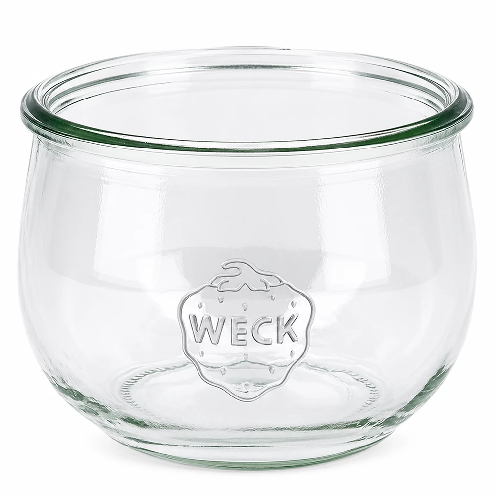 580ml Tulpenglas WECK RR100 580ml WECK Tulpenglas RR100 Einmachglas aus klarem Glas mit WECK Logo und tulpenförmiger Rundung