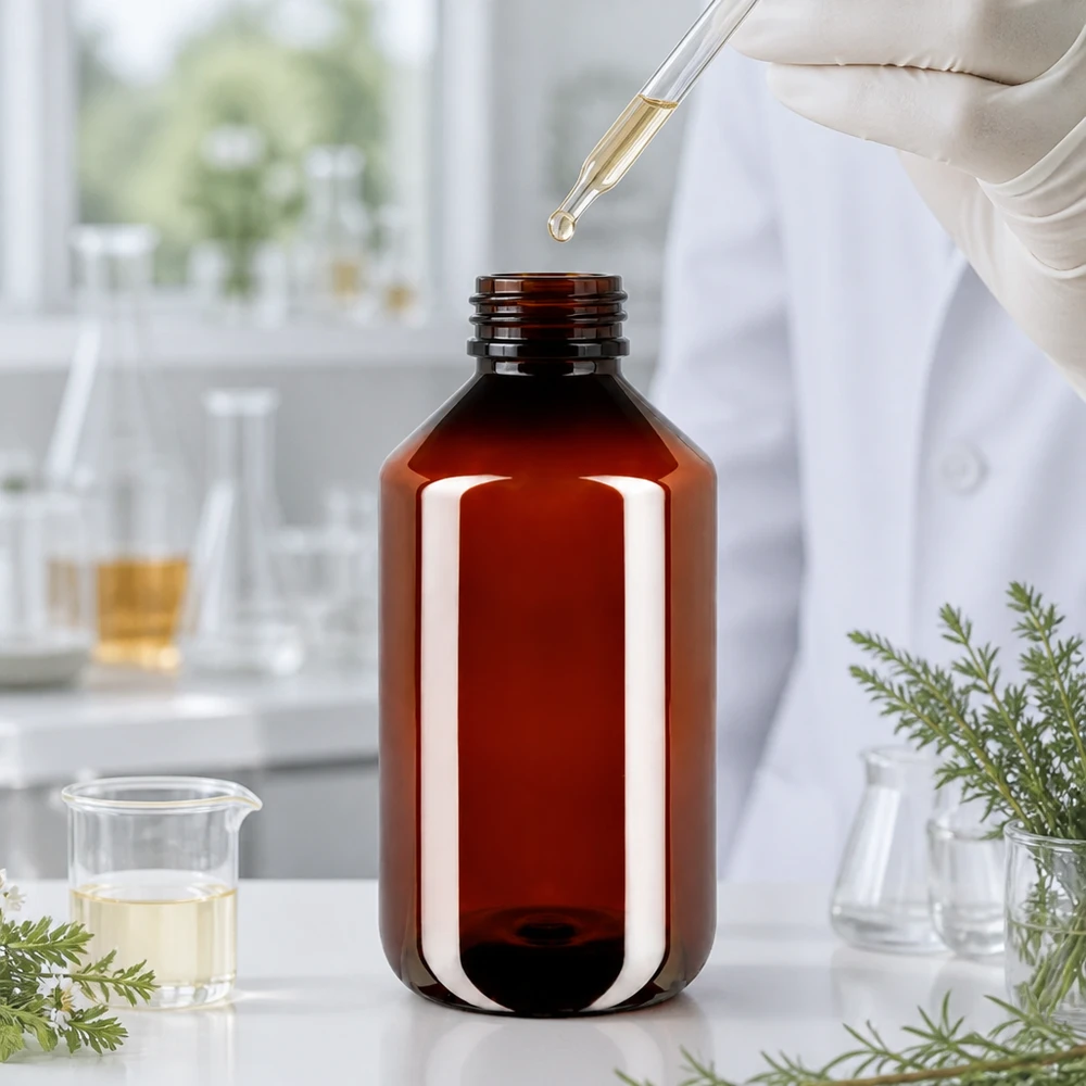 Leere 500ml PET Flasche braun mit Schraubgewinde für Öle und Tinkturen