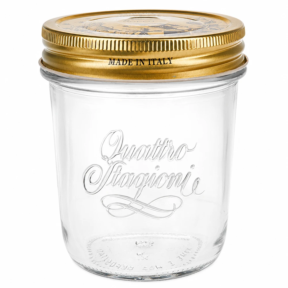 320ml Sturzglas "Quattro Stagioni" mit Deckel 320ml Quattro Stagioni Sturzglas mit goldenem Deckel Made in Italy Einmachglas für Marmelade und Konserven