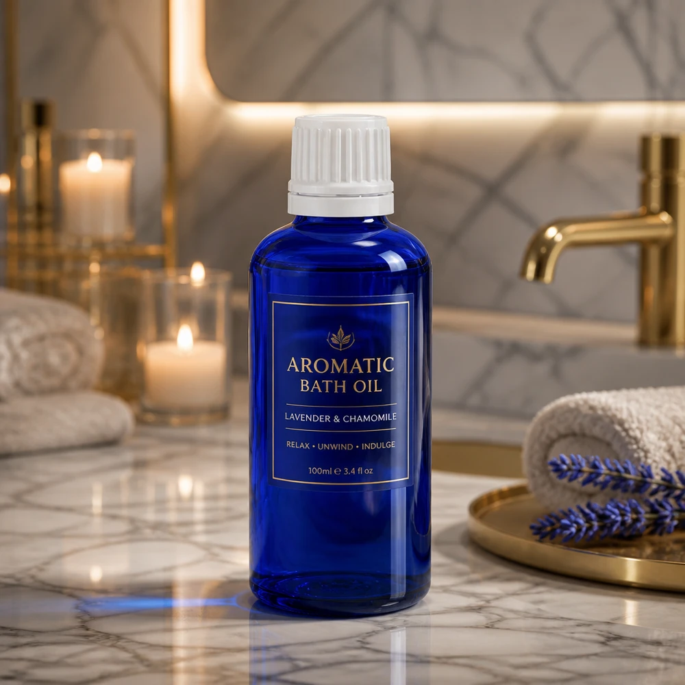 Apothekenflasche blau 50ml Tropfverschluss 1.2mm weiß Originalitätsverschluss UV-Schutz Glasflasche 50ml in Blau mit weißem Tropfer für Öle und Essenzen