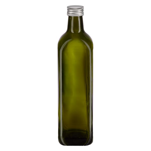 750ml Schraubflasche eckig olivgrün mit silber Verschluss 750ml Schraubflasche eckig olivgrün mit silber Verschluss