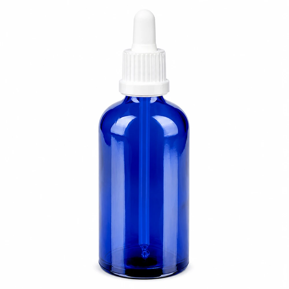 100ml Pipettenflasche weiß Originalitätsverschluss BlueLine UT18/100 100ml Dosierungsflasche blau mit kindersicherem Pipettenverschluss OV BlueLine UT18