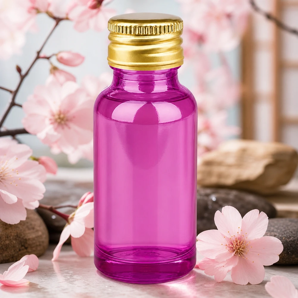 20ml Glasflasche in intensivem Lila mit praktischem Schraubverschluss für Wellness-Anwendungen
