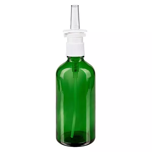 Apothekenflasche grün 100ml Nasenzerstäuber weiß Standard