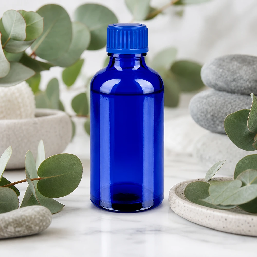 Vielseitige 50ml blaue Glasflasche mit 11mm Öffnung perfekt für DIY-Projekte und Mischungen