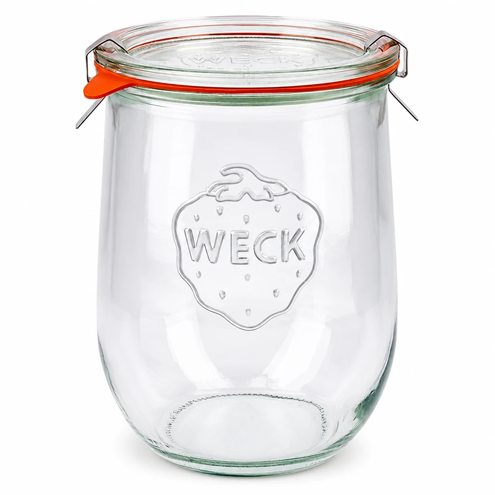1062ml Tulpenglas komplett WECK RR100 WECK Tulpenglas 1062ml mit Glasdeckel und Gummiring - Einmachglas für Vorratshaltung und Küchendeko