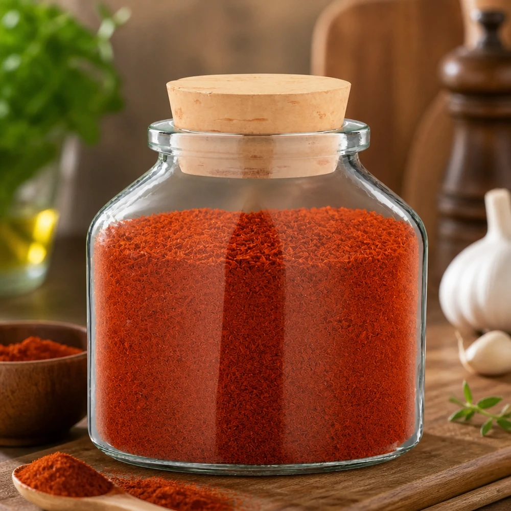 Kompaktes 100ml Gewürzglas aus Klarglas mit Korken perfekt für Paprika und Chili