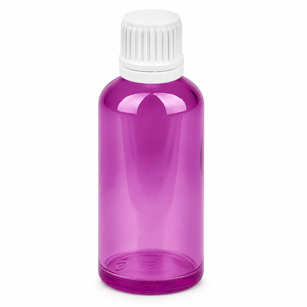 50ml Tropfflasche 0.7mm weiss Originalität Schraubverschlusserschluss PurpleLine UT18/50 UT18/50 Glasflasche 50ml mit präzisem Tropfverschluss in modernem Violett-Ton