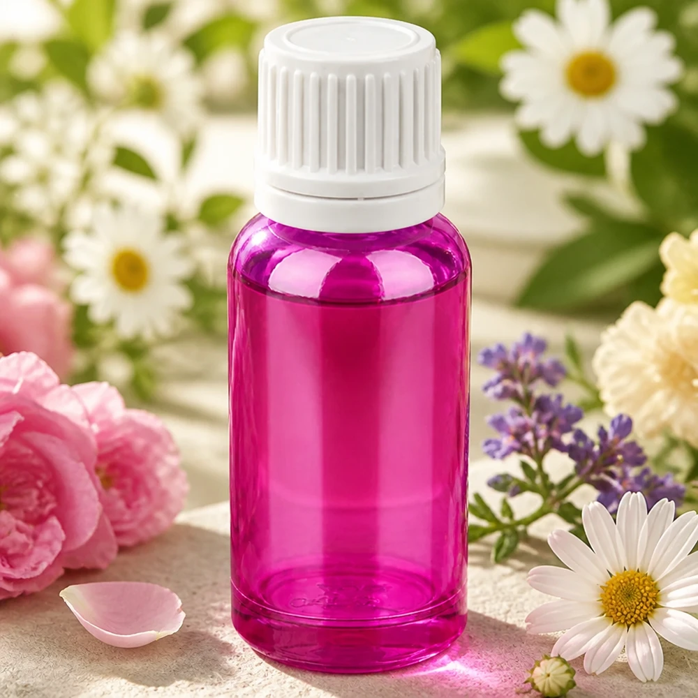 Violette 20ml Flasche mit weissem OV-Verschluss UT18/20 Gewinde für DIY-Kosmetik