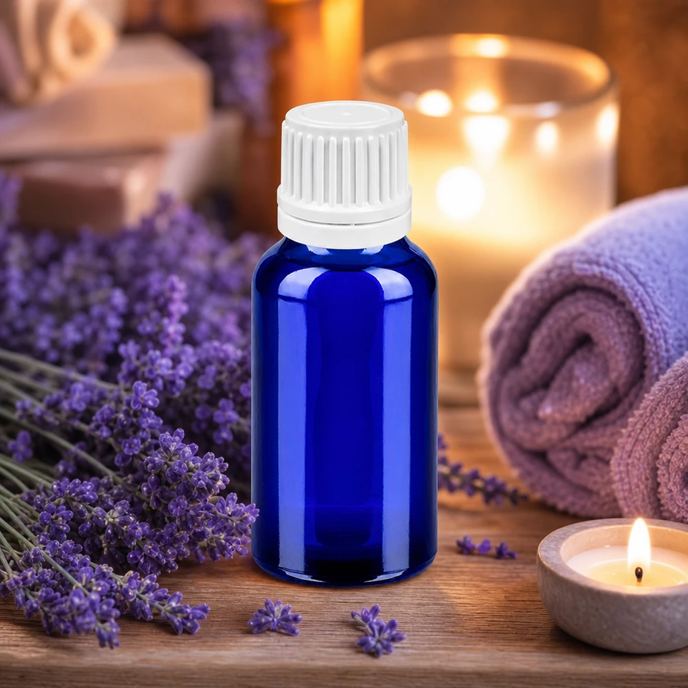 20ml Tropfflasche 0.7mm weiß Originalitätsverschluss BlueLine UT18/20 Vielseitige 20ml Glasflasche BlueLine ideal für Aromatherapie und Naturkosmetik