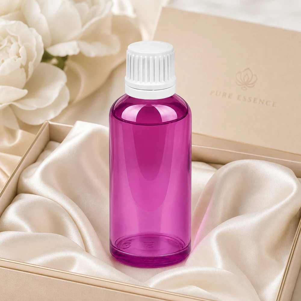 50ml Tropfflasche 0.7mm weiss Originalität Schraubverschlusserschluss PurpleLine UT18/50 Kompakte 50ml Tropfflasche in lila transparent mit weißem Schraubverschluss für Reisezwecke