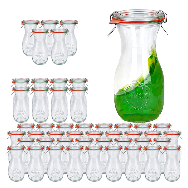 48er Set Weck Gläser 290ml Saftflasche mit 48 Glasdeckeln, 4 48er Set Weck Gläser 290ml Saftflasche mit 48 Glasdeckeln, 4