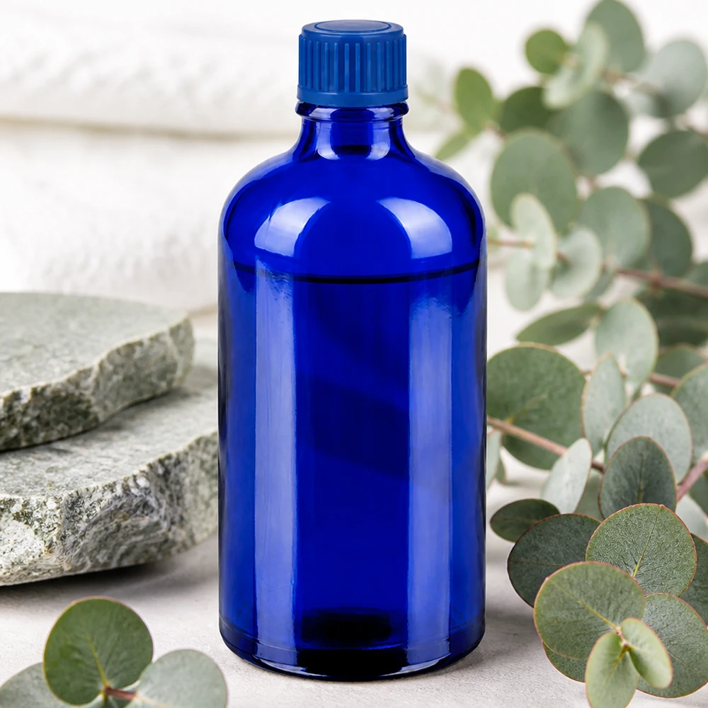 Professionelle Laborflasche 100ml STD BlueLine mit präzisem Verschlusssystem blau